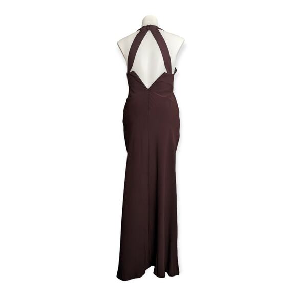HOSS INTROPIA elegant burgundy brown sweetheart halter neck maxi gown - Picture 4 of 12